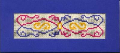 Celtic Bookmark
<p>This was stitched on either 18 or 14 count Aida.&nbsp; The blue 