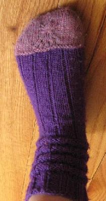 Purple sock toe
<p>Close-up of the design for toe of purple sock.&nbsp;</p>
Keywords: socks