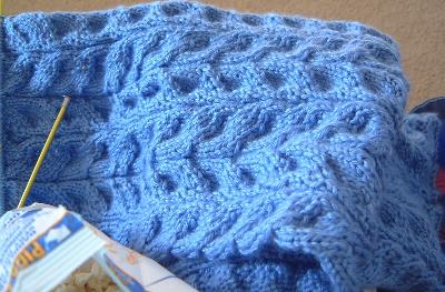 Two stick pattern
<p>I saw this pattern as a decorative one on the front of the sweater.&nbsp; I tripled the size to make a scarf.&nbsp; Pattern is a bit complex and I've had to frog rows several at a time but getting better.&nbsp; It's not actually blue, more of a periwinkley lavender</p>
