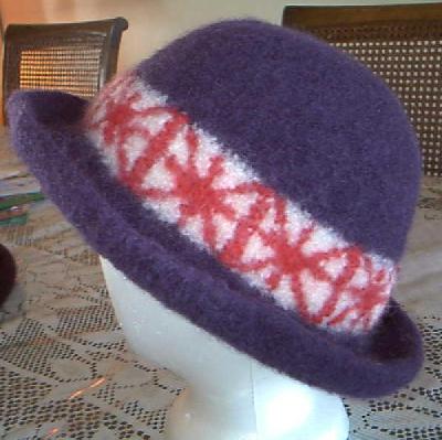 Experiment hats
Another view of the embroidered hat
Keywords: felted/fulled hat