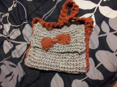 Gray and Pumpkin Satchel
