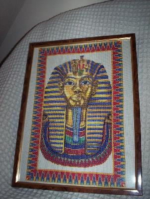 Tutankhamun
<p>this wa my first competition cross stitch down on 14 count aida, it has wo. A few shows and had second. Needs a proper frame too</p>
